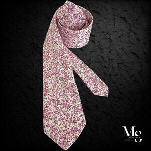 Beautiful Pink Floral Cotton Hand Made Tie IW: 2.5" NWOT